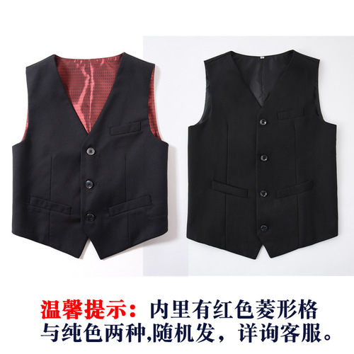 Children's black suit vest, boy's flower girl dress, performance clothes, British fashion style solid color vest, one piece drop shipping