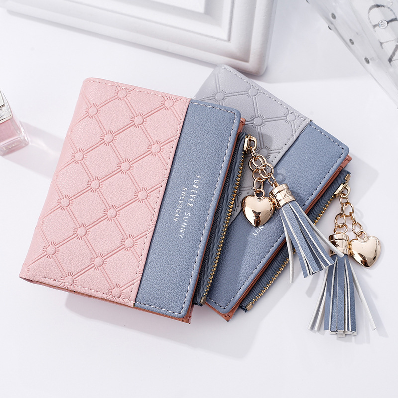 SWDVOGAN New Wallet Short Women's Zipper Wallet Korean Tassel Simple All-match Coin Purse Wholesale