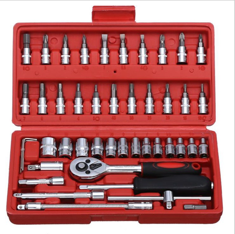 Juego de combinación de herramientas de reparación de automóviles Juego de herramientas de hardware manual de 46 piezas herramienta de protección automática de llave de enchufe de reparación de máquina