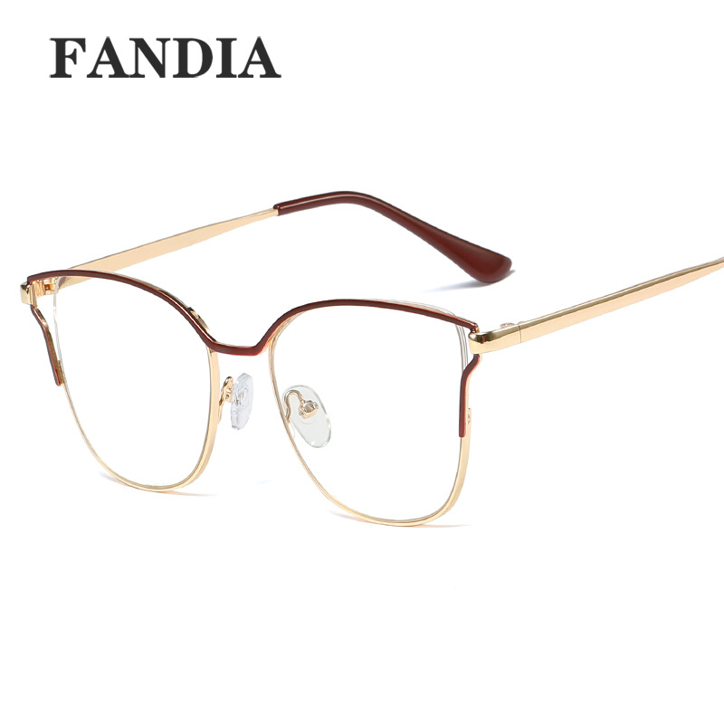 95538 Internet Celebrity retro artístico gafas de oreja de gato gafas lisas de mujer marco óptico gafas de moda se pueden equipar con gafas de miopía