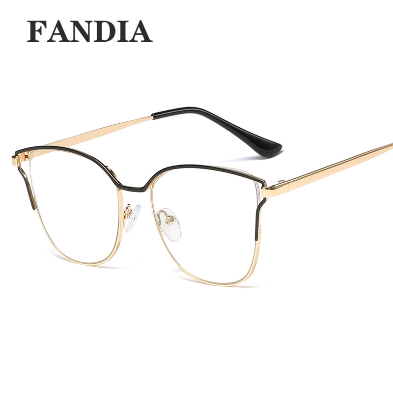 95538 Internet Celebrity retro artístico gafas de oreja de gato gafas lisas de mujer marco óptico gafas de moda se pueden equipar con gafas de miopía