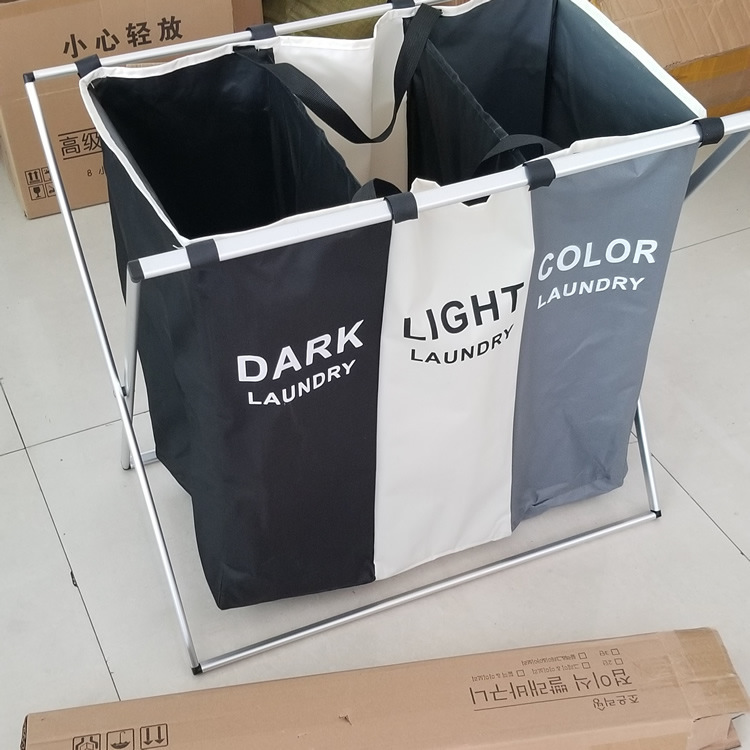 Cesta de almacenamiento de ropa conjunto de rack de aluminio plegable cesta de lavandería cuadrada Oxford tela artículos diversos para el hogar cesta de lavandería