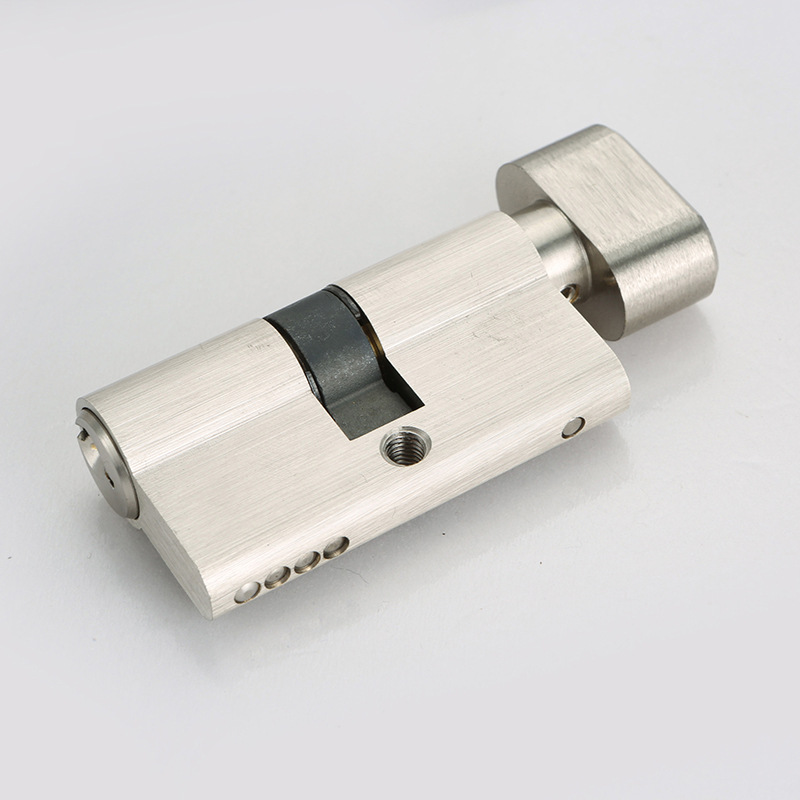 Fabricante de cilindro de la cerradura todo el cobre cilindro de la cerradura estándar europeo único abierto arena níquel color medio bloque agujero cerradura cilindro cerradura de llave al por mayor