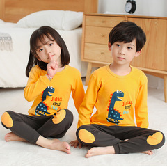 Children's Autumn T-shirt and Leggings, Pure Cotton, for Middle and Small Girls, Autumn and Winter Home Clothing, Autumn Sleepwear, Base Layer, Set for Boys