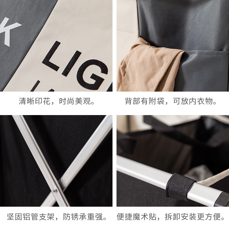 Cesta de almacenamiento de ropa conjunto de rack de aluminio plegable cesta de lavandería cuadrada Oxford tela artículos diversos para el hogar cesta de lavandería