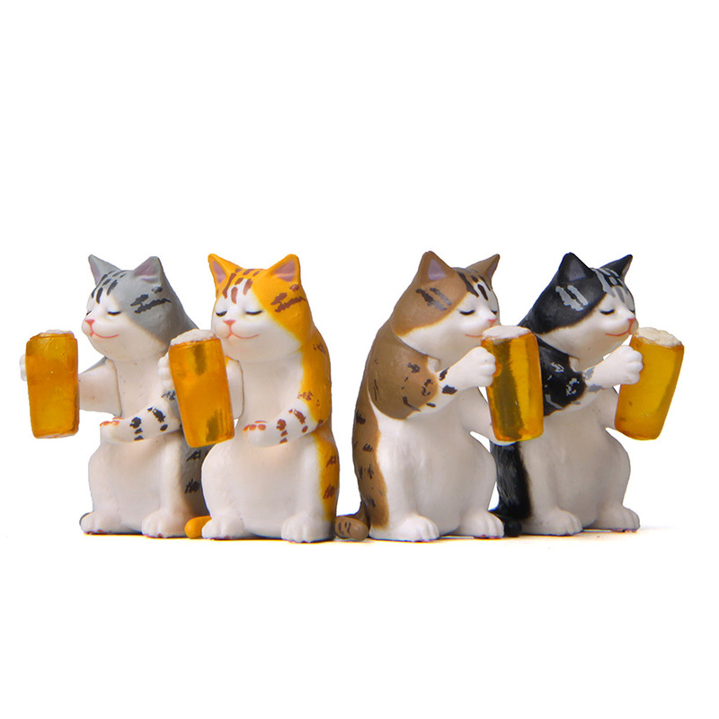Self-healing Warm Beer Cat Drunken Tiger Cat Handset Korean Creative Baking Gardening Landscaping Doll