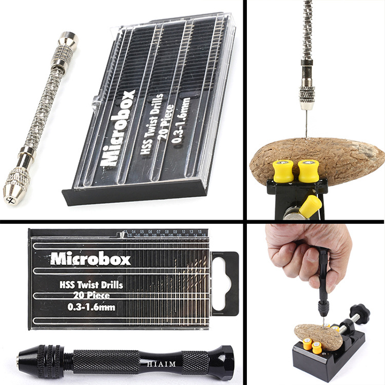 Suministro micro taladro 0,3-1,6mm traje de taladro de metal 20PC en caja de acero de alta velocidad mini taladro Twist
