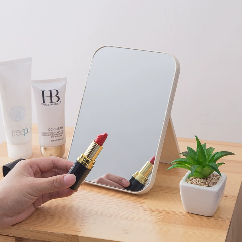 Simple Square Folding Handheld Mirror, Plastic Frame, Compact 20.2×13.7×2 cm