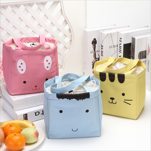 Cute Cartoon Picnic Ice Bag Canvas Large Tote Bag with Rice Waterproof Thickened Aluminum Foil Portable Insulation Bag