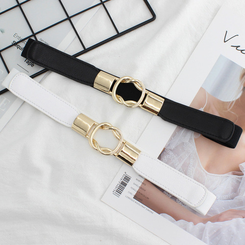Korean style women's elastic thin waistband with dress decorative belt red and black and white small belt trendy one-piece dropshipping