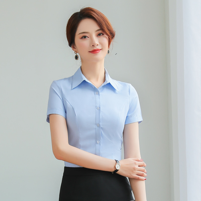 Summer women's fashion professional shirt simple work clothes women's business office formal wear ol shirt insurance work clothes