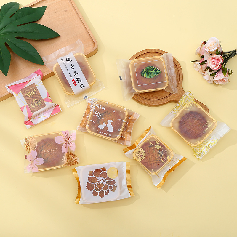 现货烘焙食品包装袋中秋送礼散装月饼袋半透明磨砂月饼包装袋