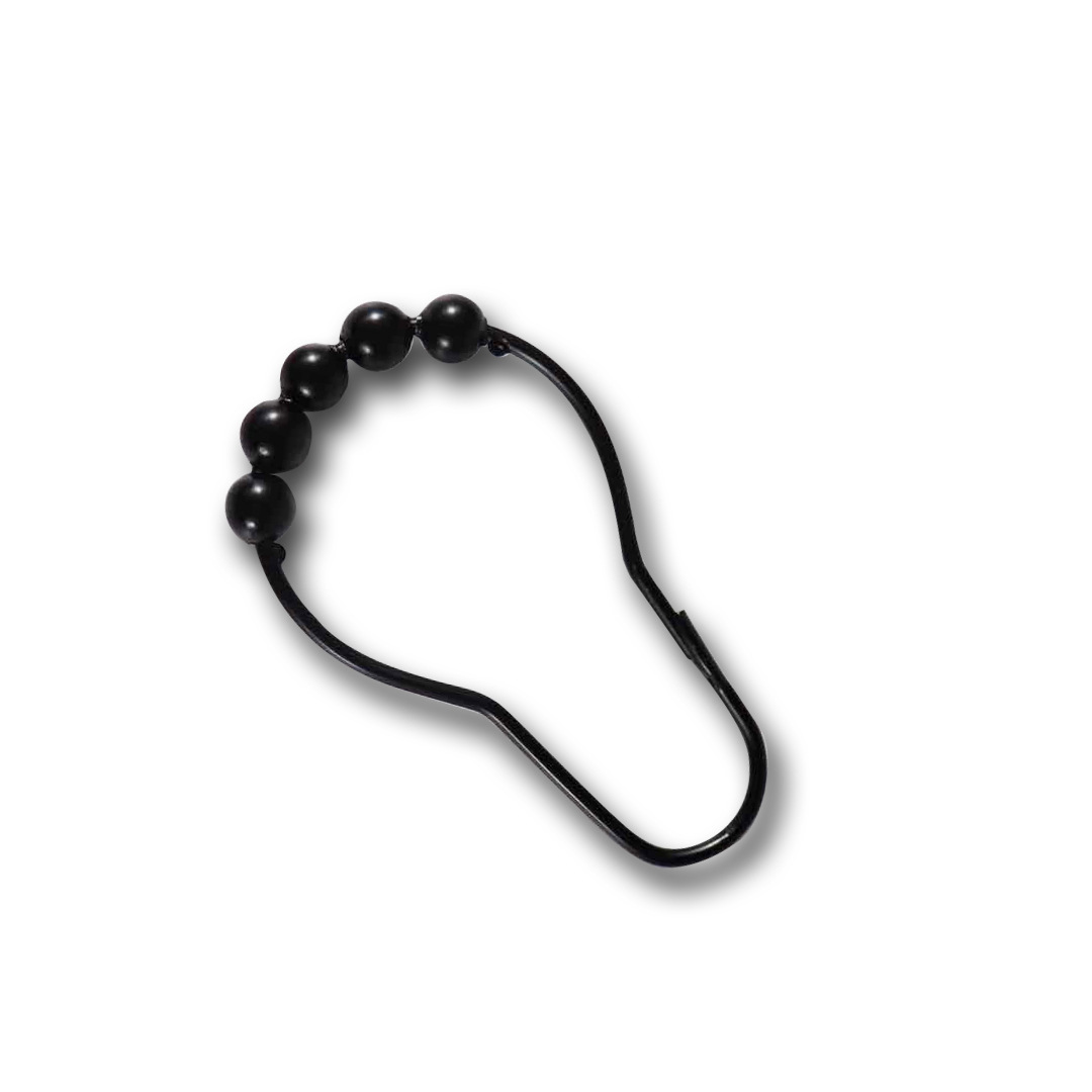 Fabricantes de suministro de metal negro hebilla de cinco cuentas de la hebilla de cinco bolas anillo de cortina de ducha gancho de cortina de ducha personalizado