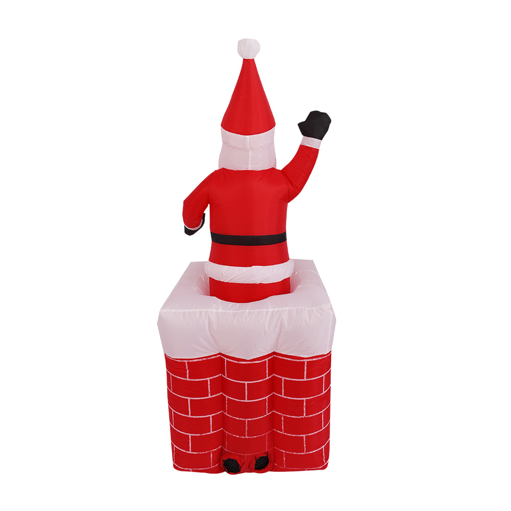 Explosiones transfronterizas inflables de 1.6 metros de Papá Noel elevación de chimenea inflada para el anciano brillante regalo de decoración de Navidad