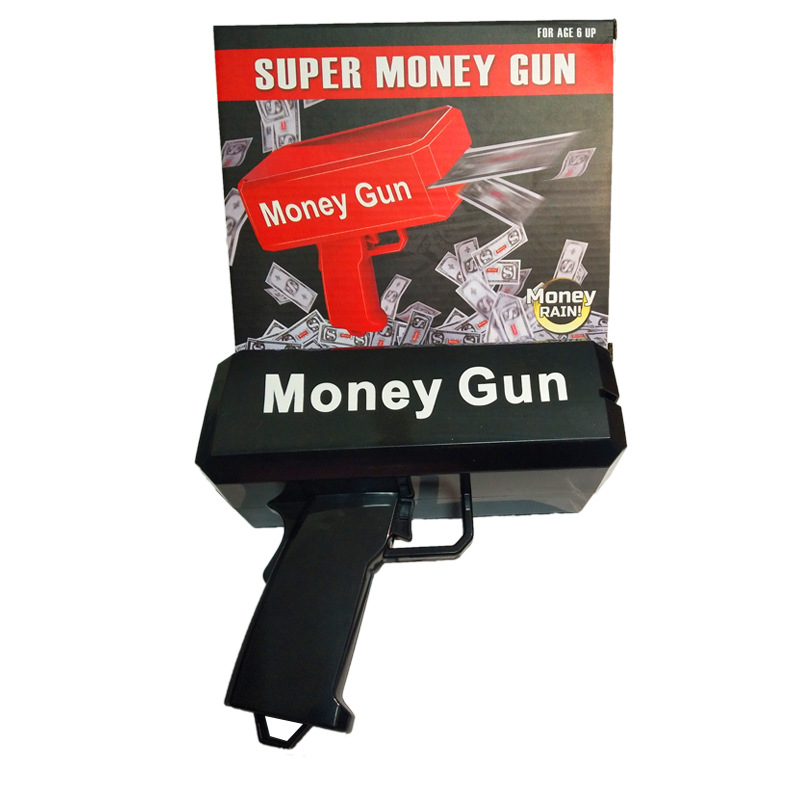 Super Money Gun eléctrico pulverizador de dinero creativo de reducción de presión pistola de billetes de dólar escupir juguetes pistola
