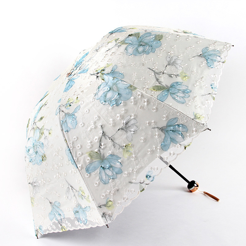 Aurora Embroidered Double Lace Umbrella Triple Umbrella A1907 Black Glue UV Protection Sunny Umbrella Sunny Umbrella