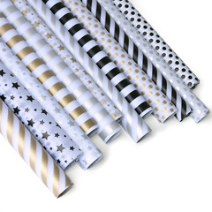 燙金銀圖案雪梨紙花藝包裝內襯五角星波點條紋雪梨紙鮮花包裝紙20