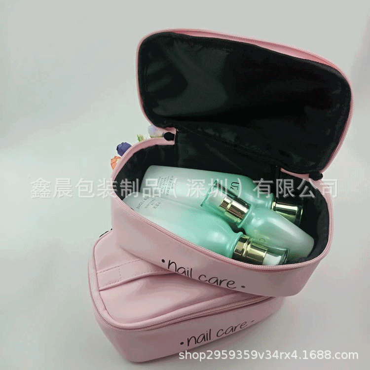 厂家批发时尚简约皮革化妆包 PU旅行袋 便捷收纳包手提包可定logo