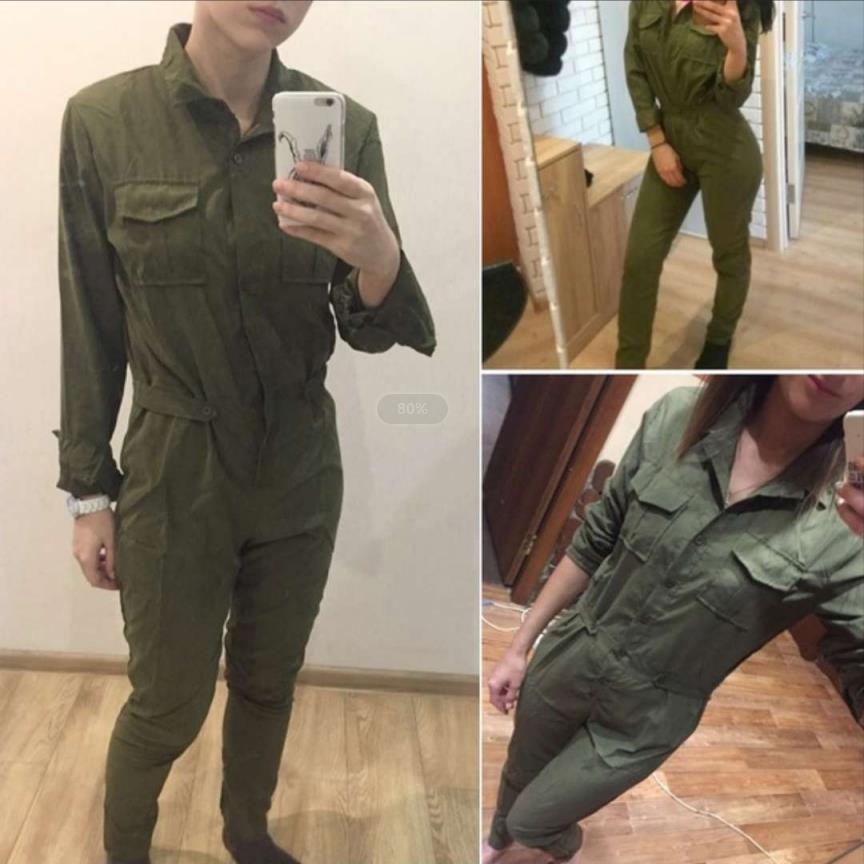Aliexpress Ebay European and American Foreign Trade Women's Clothing Lapel Long-Sleeve Long Pants Slimming Jumpsuit (in Stock Clearance)