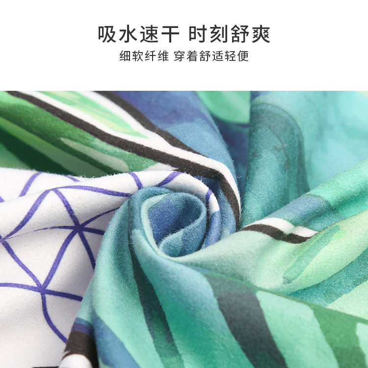 Toalla de baño al por mayor de transferencia térmica estilo europeo y americano Planta Fresca tendencia natación playa estera toalla adulto Toalla de playa de terciopelo de doble cara