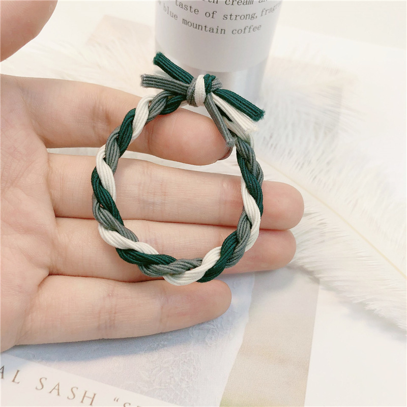 Japón y Corea del Sur simple y fresca chica de contraste de color torcido anillo de cabello dulce lindo de alta elasticidad nudado cuerda de cabello adornamiento de cabello mujer