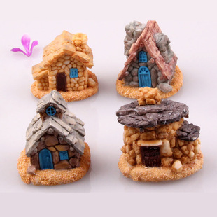 Micro landscape ornaments small stone house resin DIY landscaping House aquarium landscaping resin Stone House