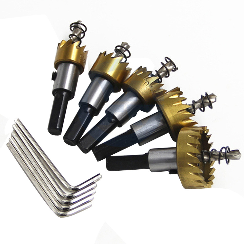 不锈钢铝材开孔器 镀钛HSS高速钢 金属薄板扩孔器16-30mm5件套