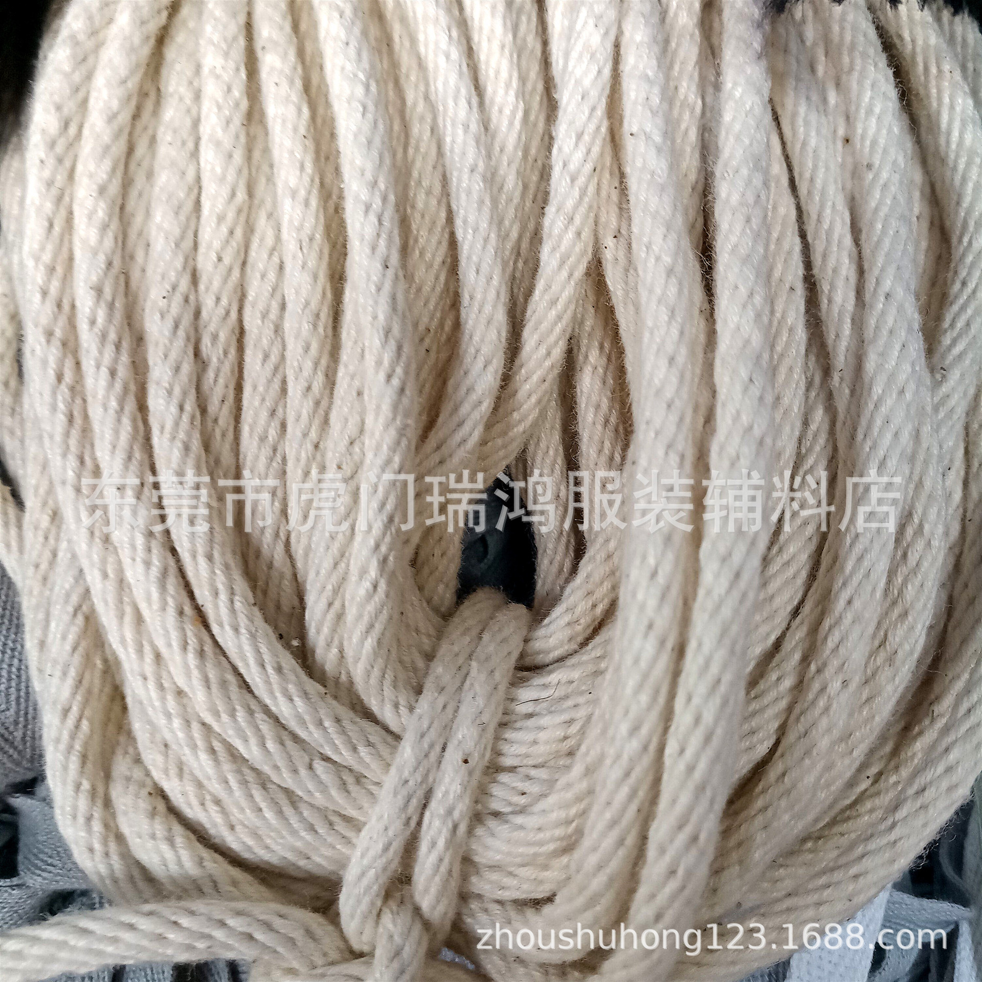 厂家现货本白斜纹包芯编织螺纹棉绳手提绳束口绳箱包辅料规格齐全