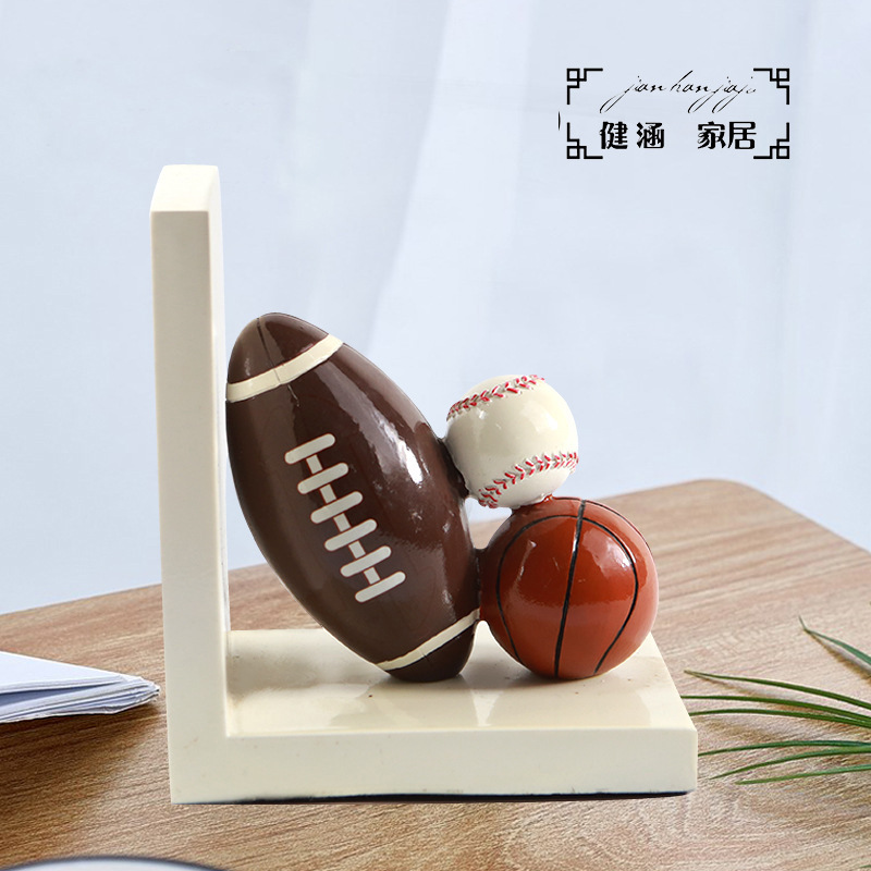 Creativo de resina de baloncesto libro de pie de libro de rugby libro de pie de libro de béisbol soporte de libro estantería decoración del hogar adornos