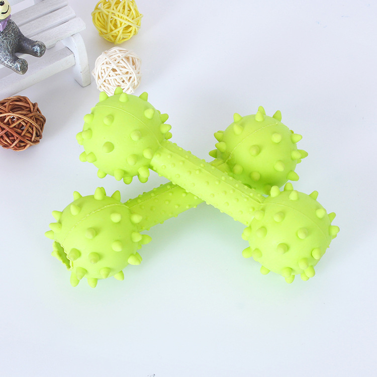 Juguetes TPR para mascotas para perros mordisquear resistente al desgaste limpiador de dientes espinas juguetes哑铃 en stock productos para mascotas transfronterizos