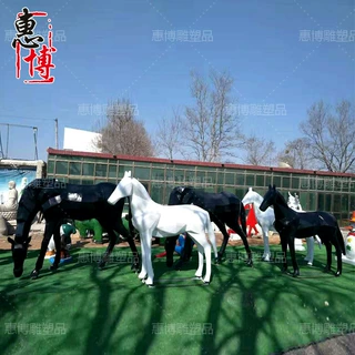 玻璃钢抽象几何马动物雕塑仿真动物广场步行街草坪摆件商业美陈