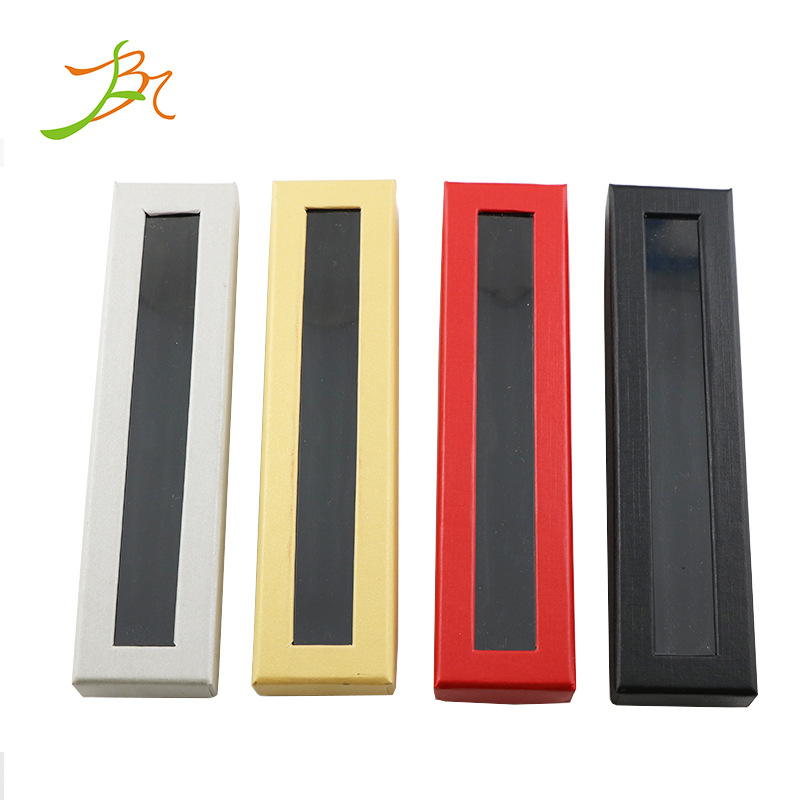 现货5色透明开窗纸质单支钢笔盒礼品包装盒天地盖中性笔盒