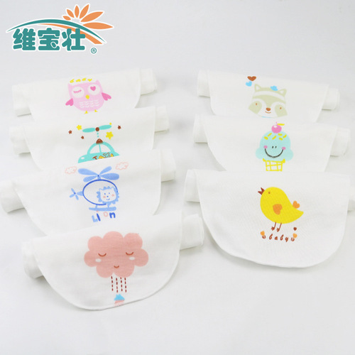Weibaozhuang four-layer cotton combed gauze children's sweat-absorbent towel kindergarten cartoon printed pad sling