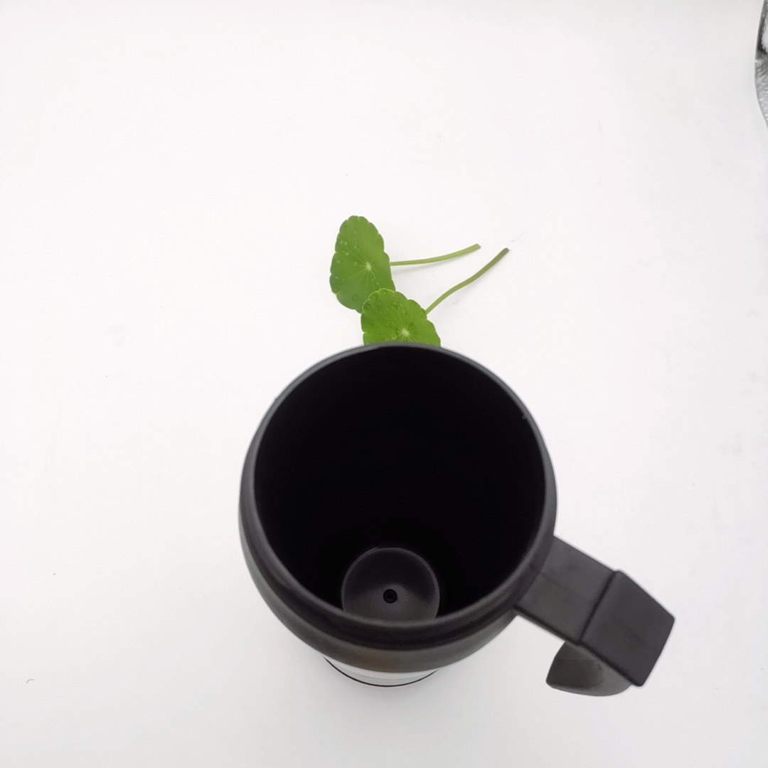 Fábrica al por mayor de doble capa de acero inoxidable coche taza interior de plástico exterior de acero taza de regalo 450mL taza de agua del coche con mango