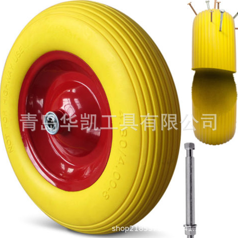 跨境电商用16x4.80/4.00-8pu聚氨酯发泡轮子 16寸pu免充气实心轮