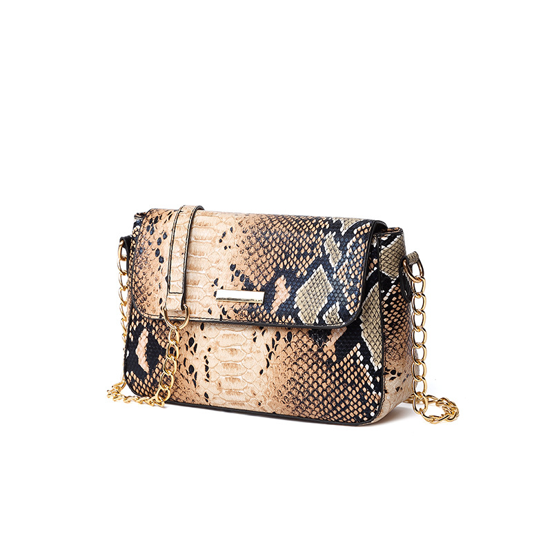 Cross-Border Snake Print Single Shoulder Crossbody Bag 2025 New European and American Retro Underarm Small Square Bag Chain Women's Bag Foreign Trade Wholesale
