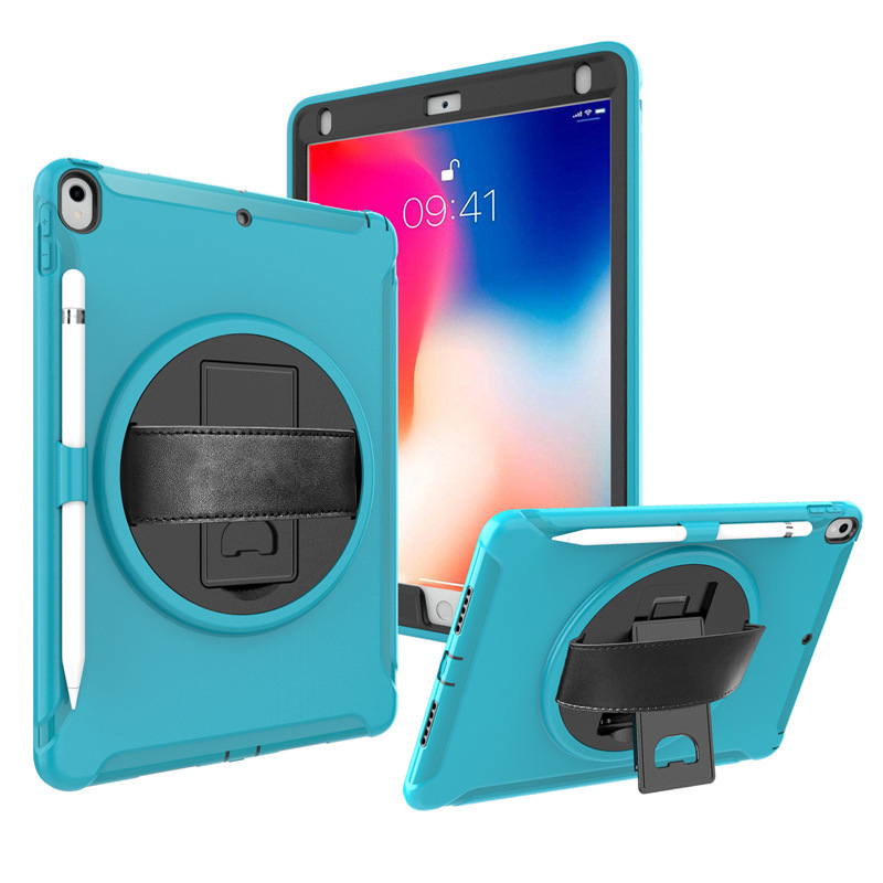 Suitable for iPad Pro 10.5 leather hand strap PC rotating bracket tablet protective shell ipad Mini 5 Drop-resistant shell