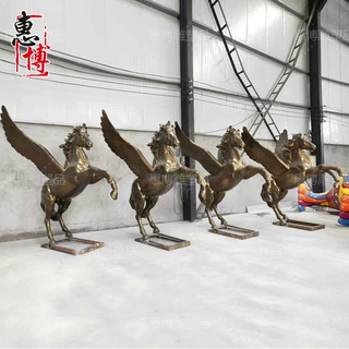 马雕塑几何马雕塑玻璃钢广场景观战马飞马黄铜铸造动物雕塑