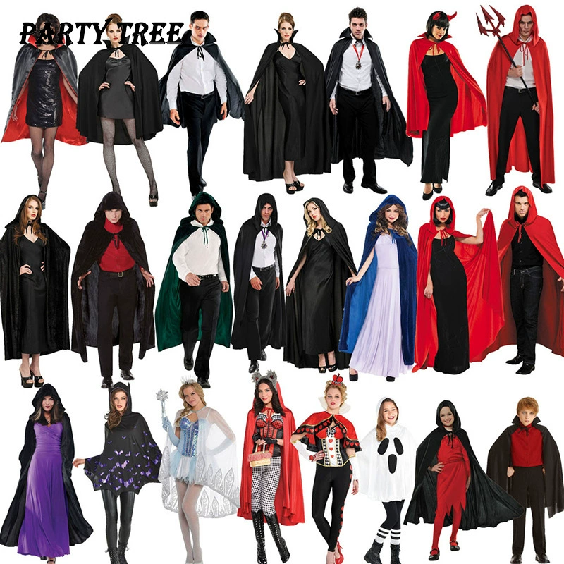 Плащ для взрослых детей вампира Хэллоуин плащ костюм черный плащ хэллоуин реквизит костюм