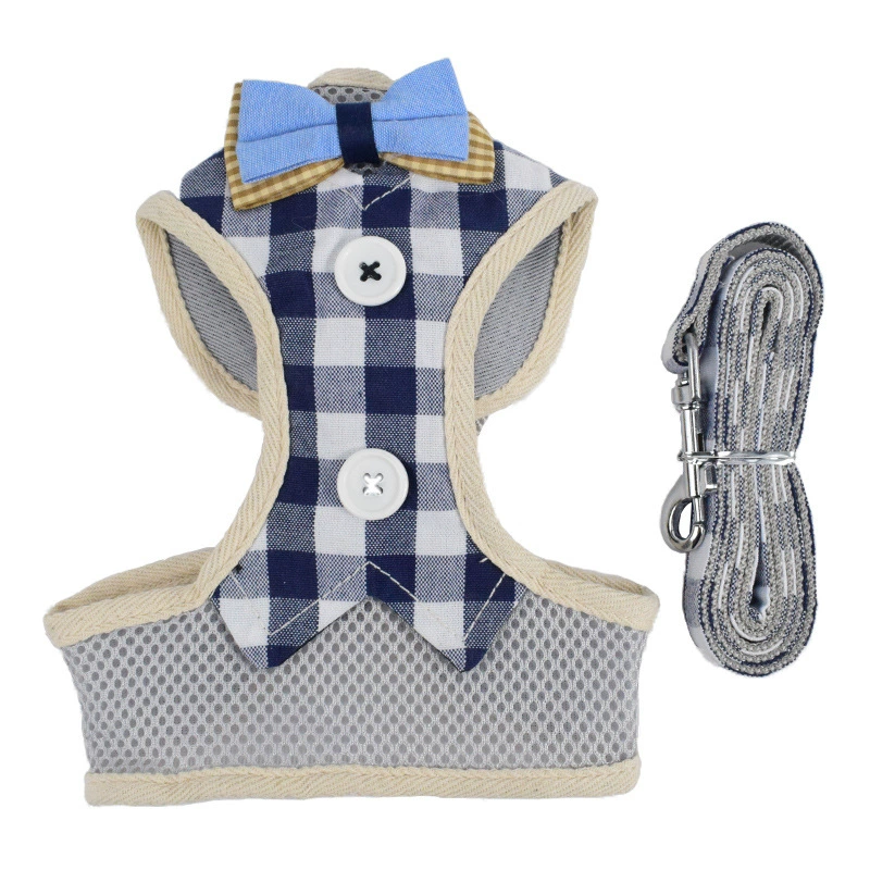 Gentleman's buttons Small and medium -sized dog traction chest strap mesh breathable dog traction rope can adjust the dog walking rope