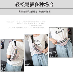 Manufacturer's new waist bag PU leather splicing pattern unisex crossbody bag personalized laser waist bag beach bag chest bag