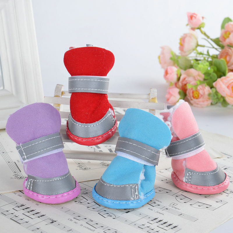 Zapatos reflectantes para perros de invierno engrosados botas de nieve antideslizantes para mascotas Bomei CAT Teddy cubierta de zapatos para perros pequeños