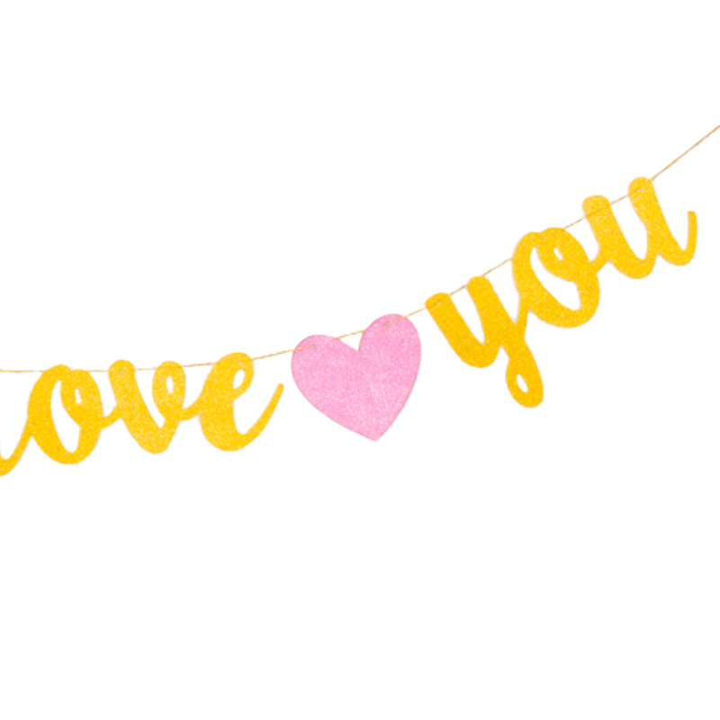 Bebé años de edad decoración del partido europeo y americano de los hombres y las mujeres de niño o niña te amamos Glitter Garland