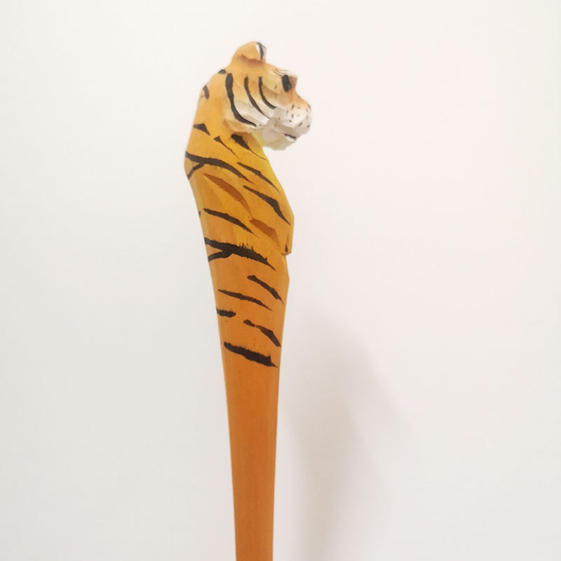 Jirafa elefante lindo animal de dibujos animados pluma tallada a mano creativa pluma de madera talla de madera pluma de gel DIY