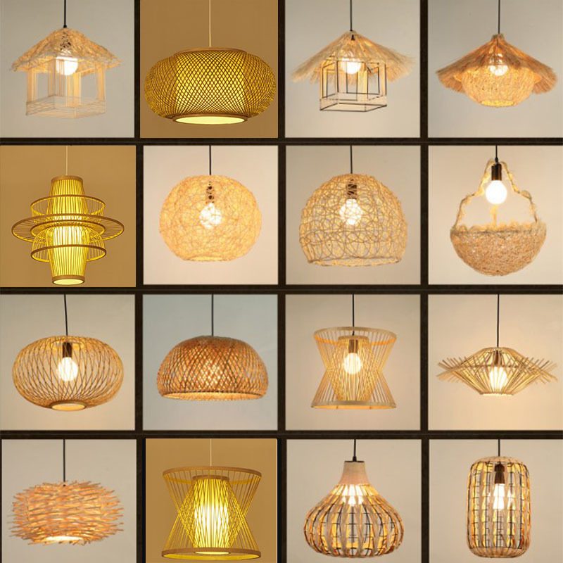 Pastoral Style Straw Hat Chandelier Southeast Asian Bamboo Woven Rattan Woven Farm Restaurant Modern Simple Bird's Nest led Chandelier