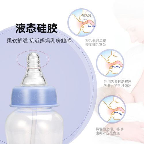 创意标口PP宝宝奶瓶婴儿喂养奶瓶新生儿奶瓶母带柄婴用品厂家批发
