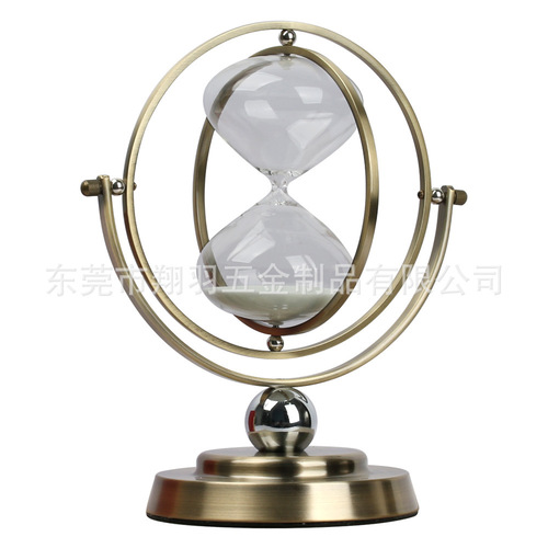 Globe hourglass timer European decoration office desktop rotating quicksand ornament gift hourglass wholesale
