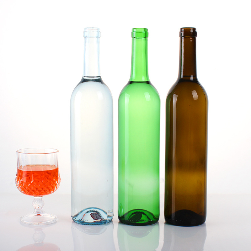 现货批发红酒瓶彩色高樽玻璃酒瓶 棕色红酒橄榄油玻璃 瓶量大从优