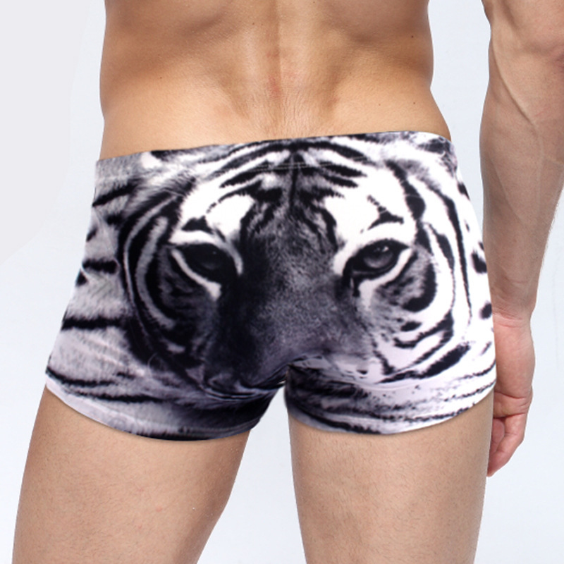 Tommy Duoyao Fashionable and Personalized Ice Silk Printed Tiger Men's Underwear Summer Breathable Ultra-Thin Boxer Briefs with High Elasticity