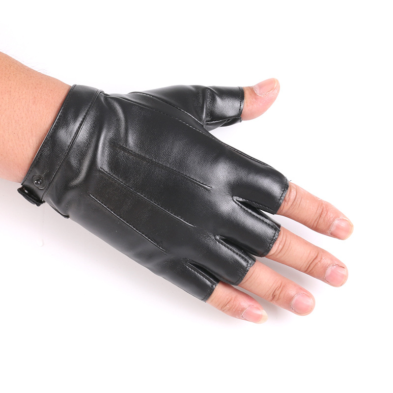 Hombres y mujeres de tres vías de cuero costilla medio dedo guantes multi-color hip hop fino pu club nocturno de las mujeres de la Danza del rendimiento